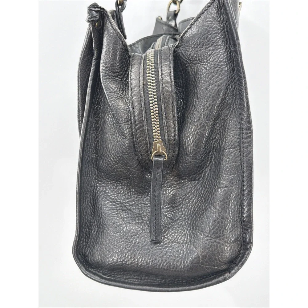 American Leather Company Lenox Triple Entry‎ Black Leather Satchel Handbag